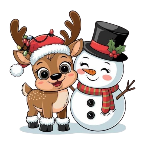 Snowman with reindeer